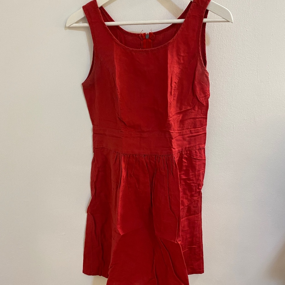 Custom Made Red Cotton A-line Dress - Size 6